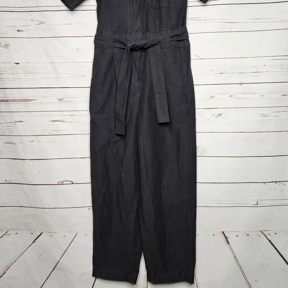 Everlane The Fatigue Black Short Sleeve Jumpsuit with Belt